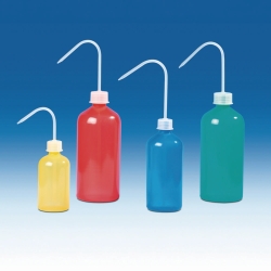 Coloured wash-bottles, narrow-neck, PE-LD