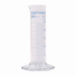 Messzylinder FORTUNA<sup>®</sup>, Borosilikatglas 3.3, niedrige Form, Klasse B, blau graduiert
