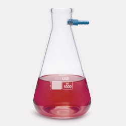 Filter flasks, Erlenmeyer shape, borosilicate glass 3.3, with PP olive