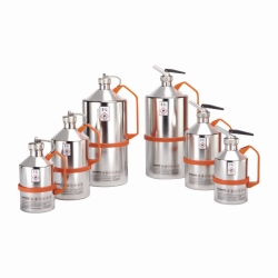 Sicherheitskannen für Lösemittel, mit selbstschließendem Feindosierer 1¼", poliert