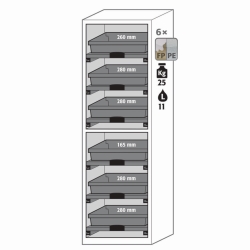 Säuren- und Laugenschränke SL-CLASSIC mit Flügeltüren, 6 Tablarauszüge
