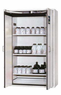 Safety Storage Cabinets S-CLASSIC-90 WD, 3 shelves, bottom collecting sump